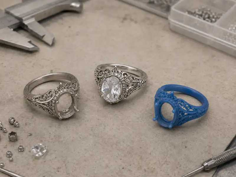 Custom jewelry sample development for confirming design material plating and stone setting